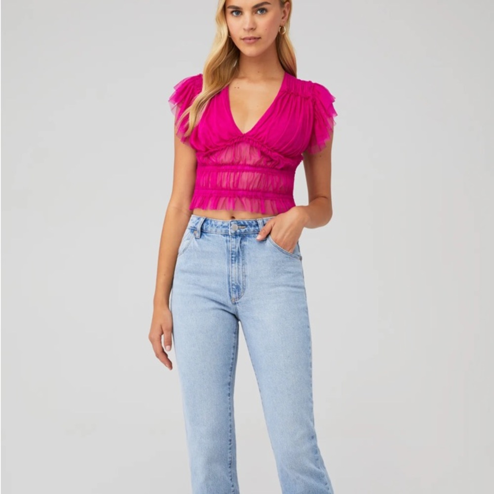 Free People Making Me Smile Ruched Mesh Top - Picture 4 of 11